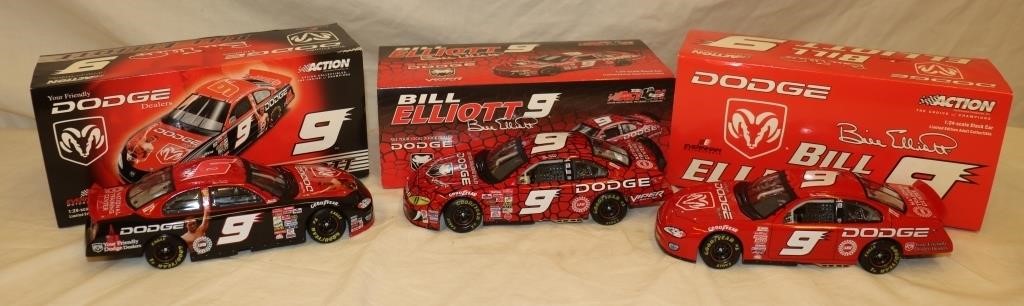 3 Bill Elliot #9 Nascar Collectibles: