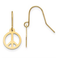 14 Kt-Peace Sign Dangle Earrings