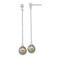 Sterling Silver- Tahitian Saltwater Pearl Earrings