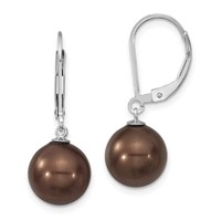 Sterling Silver- Shell Pearl Dangle Earrings