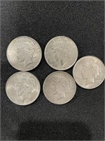 5 - 1922 PEACE SILVER DOLLARS