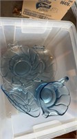 Blue Jamestown dishes in tote