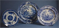 Three various Spode blue & white plates