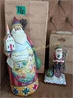 2 Jim Shore Santa Figurines. Roof Top Rest Santa