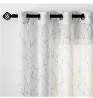 ($38) MIULEE Print Grey White Sheer Curtain