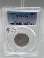 1947-S PCGS MS66 Silver Washington Quarter