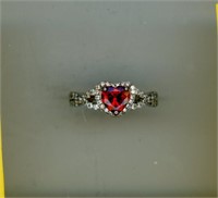 Sterling Ring S6.5 Ruby Heart