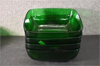 4 Anchor Hocking Forest Green Square Bowls