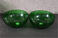 2 Anchor Hocking Forest Green Bowls