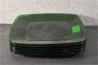 6 Anchor Hocking Forest Green "Charm" Plates