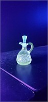 Vintage UV 365 NM EAPG Clear Glass Oil Cruet with