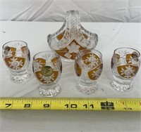 Vintage Lam Lead Crystal shot glasses, basket