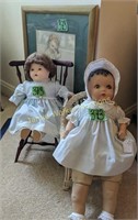 2 Dolls. Large 21" Composition Doll Cloth Body