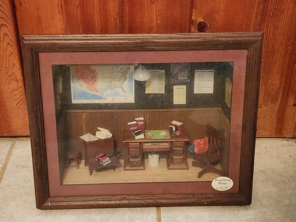 Office Shadow Box Very Detailed 13"x15"