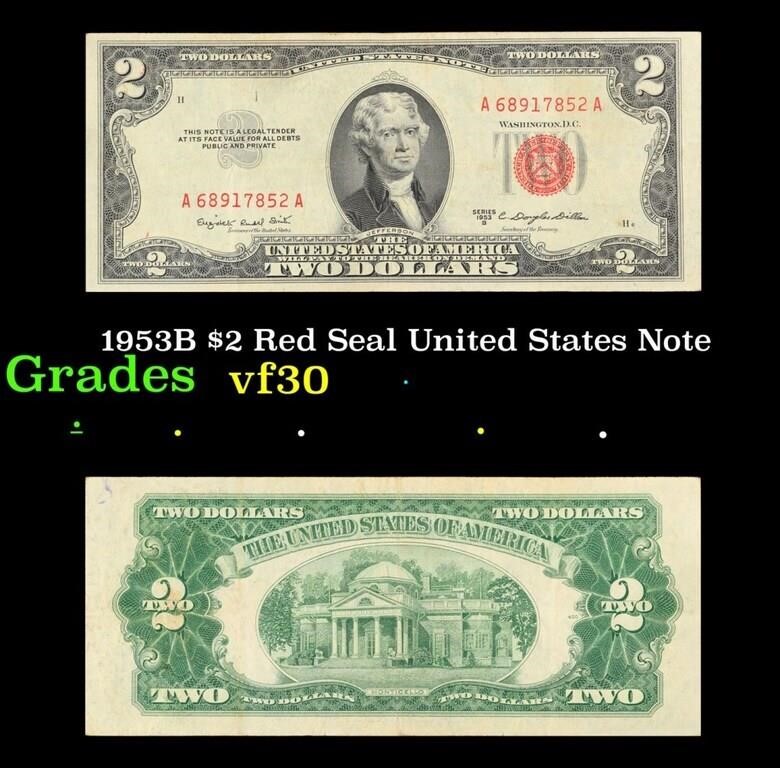 1953B $2 Red Seal United States Note Grades vf++