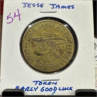 VTG JESSE JAMES EARLY GOOD LUCK TOKEN