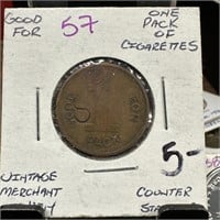 VTG MERCHANT TOKEN FOR PACK OF CIGARETTES