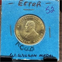 VTG WOODROW WILSON BRASS TOKEN