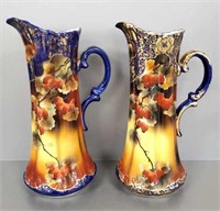 2 Nippon hand painted tankards - 16" tallest