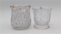 VINTAGE PRESSED GLASS SPOONER AND CUP