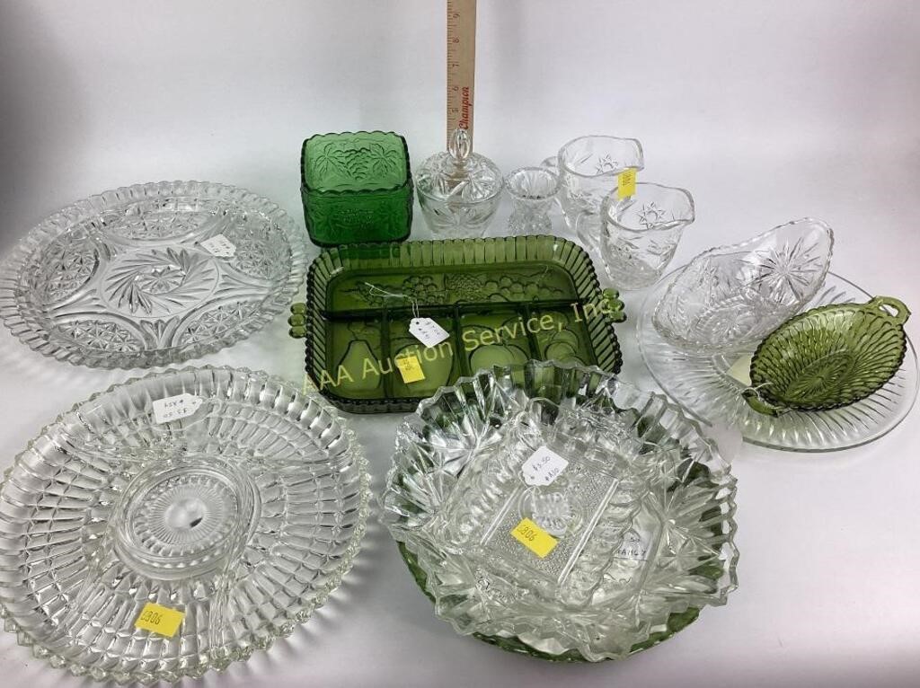 Green & clear glassware
