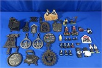 AMISH CAST IRON FIGURES, TRIVETS, STOVE