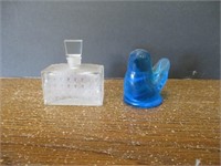 Leo Ward Glass Bluebird & Frosted Perfume Bottle