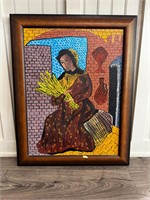 Framed Canvas Art Woman with Wheat