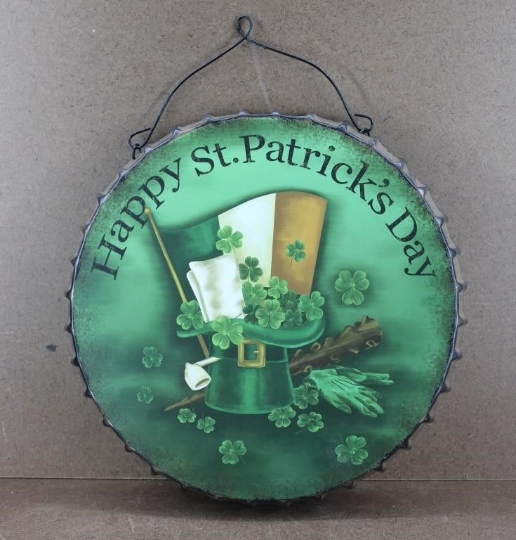 13" Round St. Patrick's Day Bottle Cap Wall Hang