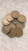 5 Indian Head Cents- Various Dates