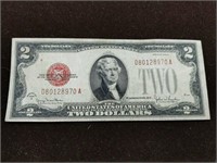 1928-G Red Seal $2 US paper money currency bill