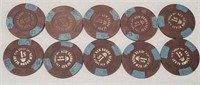 10 New Brown Derby $1 Casino Chips