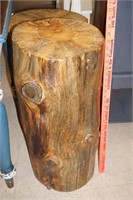 Big Log Rustic End Table