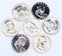 Coin 7 Proof Franklin Half Dollars  1950's & 60's