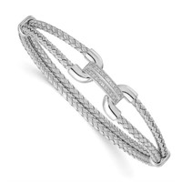 Sterling Silver  Woven Flexible Cuff Bracelet