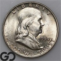 1950-D Franklin Half Dollar, Gem BU Bid: 115