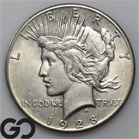 1928 Peace Dollar, AU++ Bid: 300 ** KEY DATE!