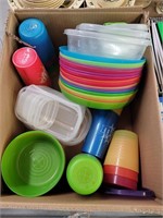 Plastic plates, bowls, cups