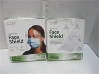 2) 10 pack, anti-fog, face shield