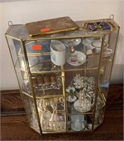 12”x4.5”x16” Glass Cabinet w/ Contents including