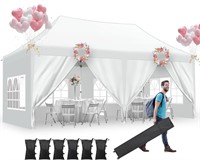 10x20 Pop Up Canopy Tent  6 Sidewalls  White