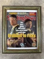 Sporting News cover photo of Brett Favre. Signed