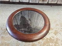 17" VINTAGE ROUND WOOD MIRROR