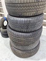 5 used tires different sizes