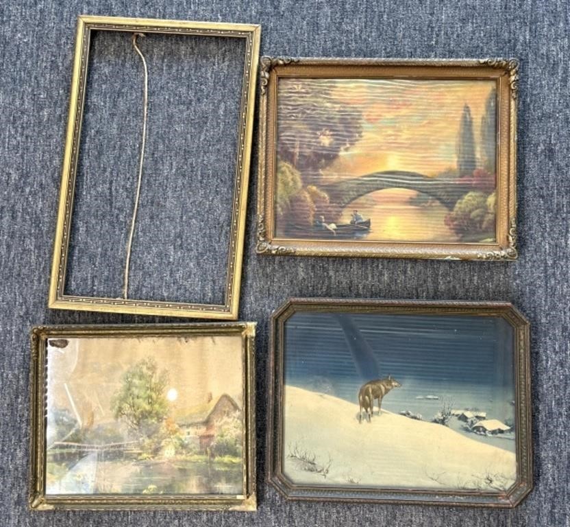Antique Framed Prints and Frames 21.5” x 13.5”