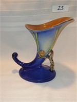 Roseville Blue Pine Cone Cornucopia Pottery