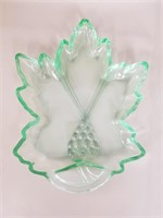 Tiara Leaf Shaped Vintage Green Glass Divided