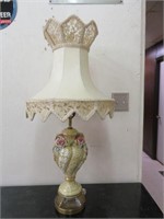 PORCELAIN LAMP WITH SHADE 38"T