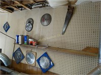 Contents of wall & shelf, blades,