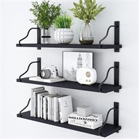 Set of 3 (Black, 17 Inches)Inforth Wall Shelves, W